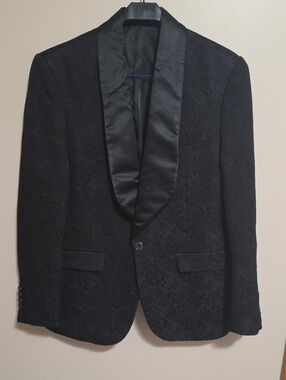Source Unknown Black Shawl Collar Jacquard Tuxedo Jacket - Men